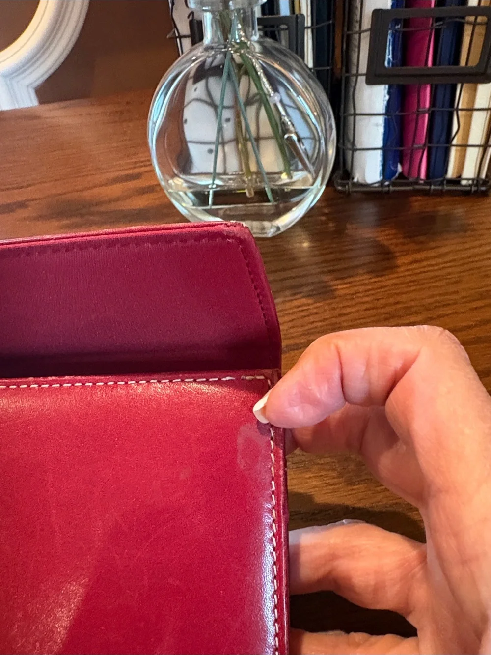 Lauren Ralph Lauren Red Leather Fold-Over Wallet